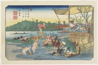 No.13 Vista del río Tori-kawa en la estación de Kuragano, 1830-1844